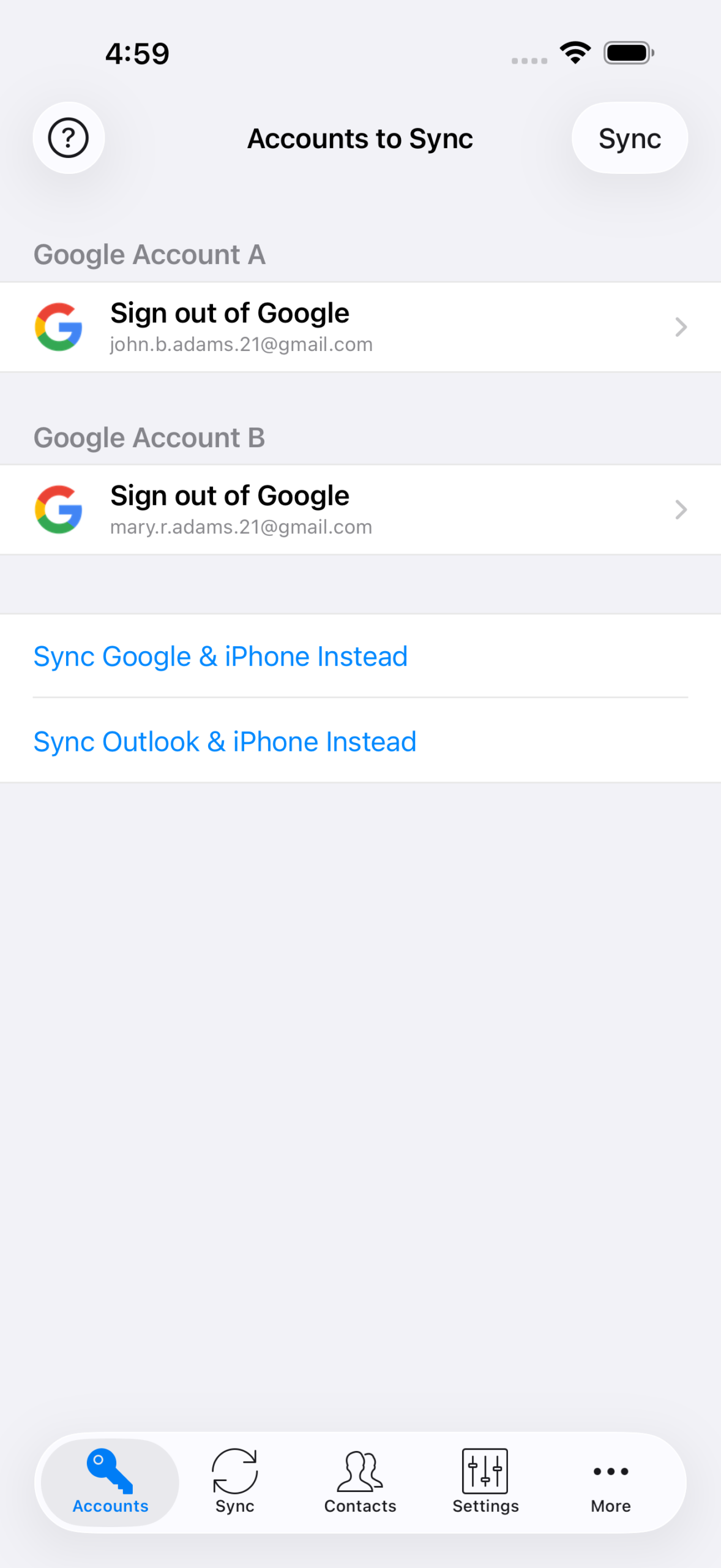 Sync Multiple Google Accounts