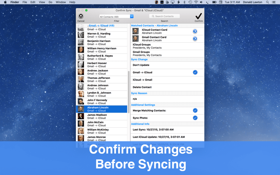 Confirm changes before syncing
